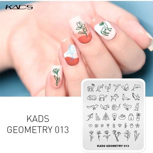 KADS New Nail Plates for Stamping Geometry 013 Nail Stamping Lines Image for Nail Art Designs Nail Stamper Stencil Tool