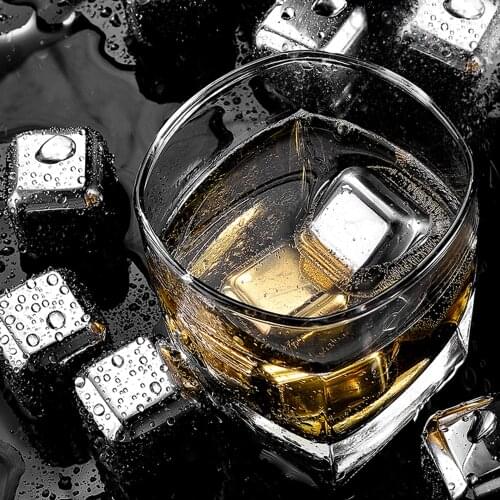 ZEMEN Whiskey Stones 304 Stainless Steel Reusable Wine Ice Cubes Whisky Chilling Rocks Keep Drink Cold,Bar Party Wine Tool