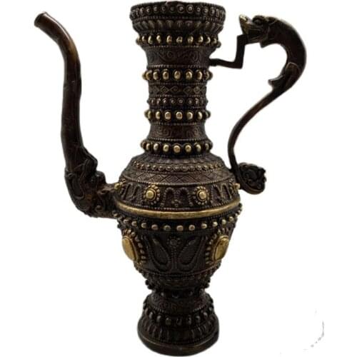 Chinese Old Bronze Copper Gilded Pearl Pot