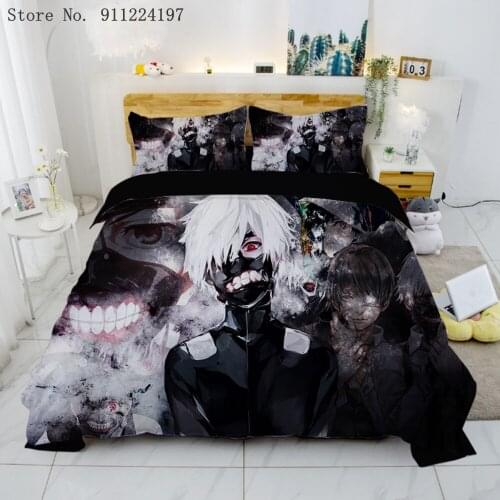 Anime Tokyo Ghoul 3D Printed Bedding Set Duvet Covers Pillowcases Comforter Bedding Set Bedclothes Single Double Twin Bed Linen