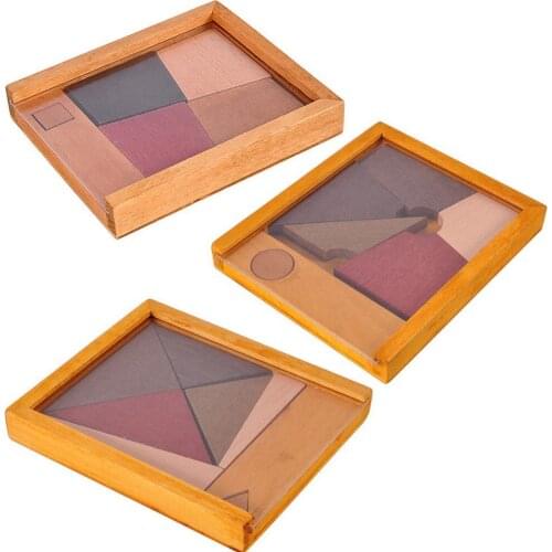 Colorful 3D Puzzle Children Wooden Tangram 5 Pieces Jigsaw Puzzles Children Pre-school Intelligence Development Toy