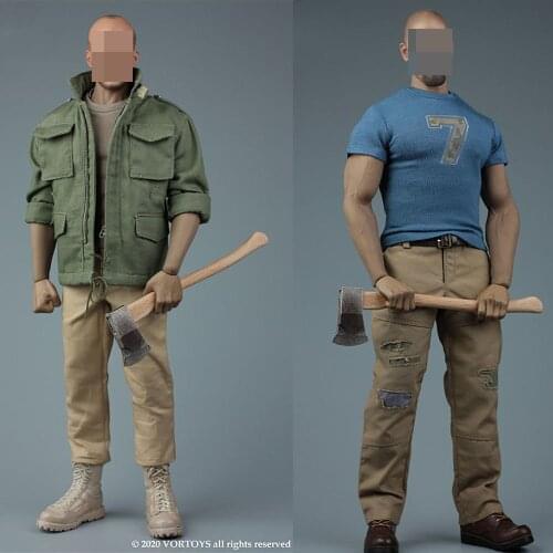 V1024 1/6 Male Clothes Tight T-shirt Overalls Tough Guy Workwear Suit Fit for Strong Muscular Action Figure Body