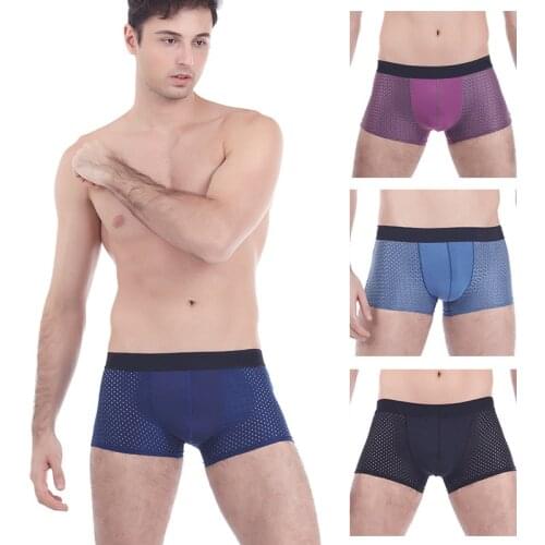 8 Pcs/Lot Mens Underwear Mesh Breathable Antibacterial Ice Silk Comfortable Sexy Underwear