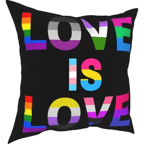 Love Is Love Throw Pillow Cover Cushions for Sofa LGBT Pride Bisexual Lesbian Gay Rainbow Harajuku Fashion Cushion Covers