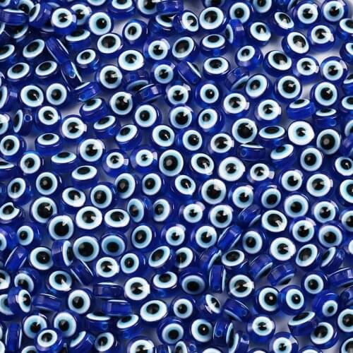 Oval Shape Blue Spacer Beads Evil Eye Beads Stripe Resin Beads 6/8/10mm for Jewelry Making DIY Charms Bracelet Necklace