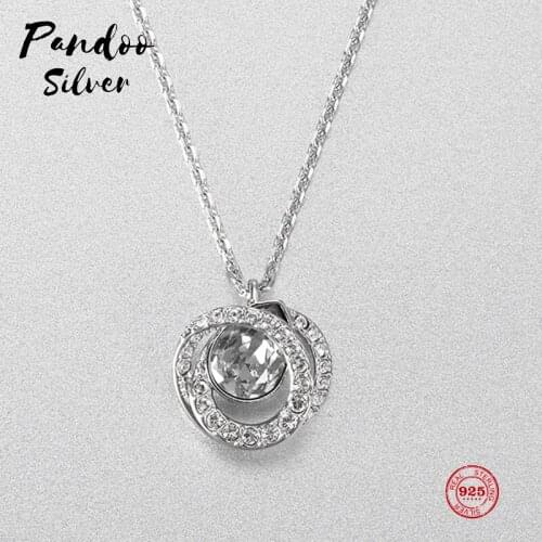 PANDOO Fashion Charm Pure 925 Silver Original 1:1 Copy, Love Simple Short Clavicle Chain Necklace Female Luxury Jewelry Gifts