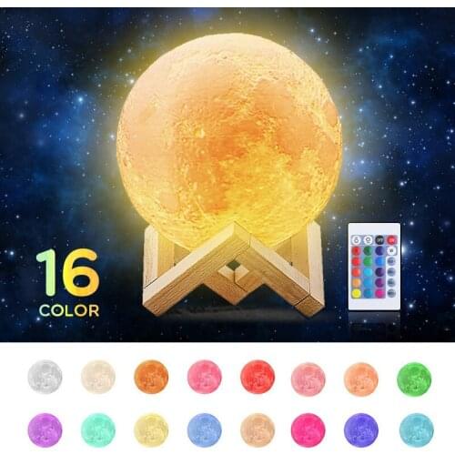 3D Print Rechargeable Moon Lamp LED Night Light Creative Touch Switch Moon Light For Bedroom Decoration Birthday Gift