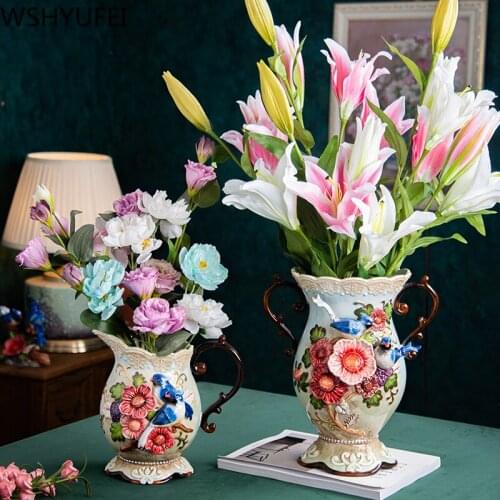 WSHYUFEI Modern Minimalist Ceramic Vase Flower arrangement Home Livingroom Furnishing Decoartion Office Desktop Crafts
