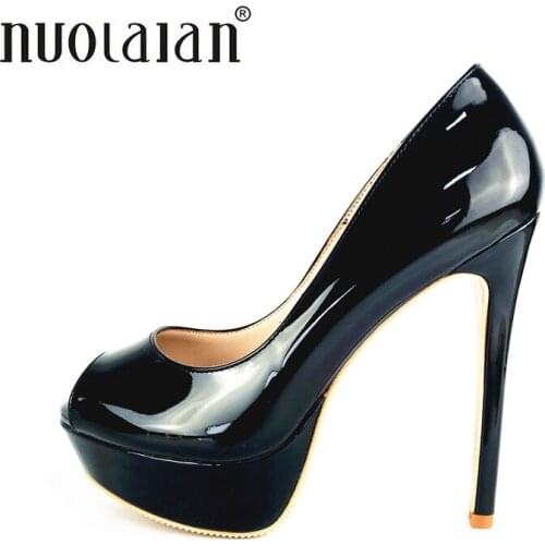 Brand Platform Shoes Woman High Heels Sexy Pumps Peep Toe Women Party Shoes High Heels Fashion Ladies Wedding Shoes Black Nude