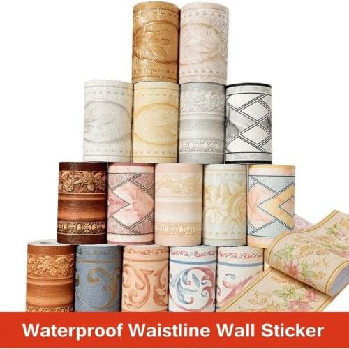 PVC Waterproof Home Decor PVC Sticker Waistline Wall Sticker For Bathroom Kitchen Living Room Self Adhesive Wall Border Stickers