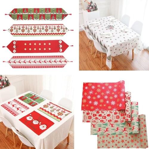Embroidered Christmas Tablecloth Decoration Dinner Desktop Cover for Home New Year Christmas Home Decoration BR45