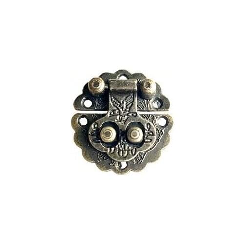 30pcs/lot 3cm Bronze Alloy Clasp Small Flower Box Buckle Archaize Fastener Padlock Hasp Lock Wooden Gift Jewellery Box Case DIY