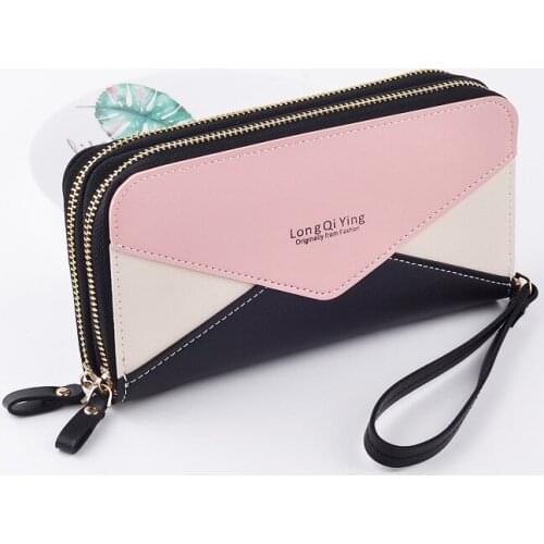 Double Zipper Women Wallets bags Cards ID holders PU Leather Lady Moneybags Long Clutch Coin Purse Womans Wallet Bag Billfold