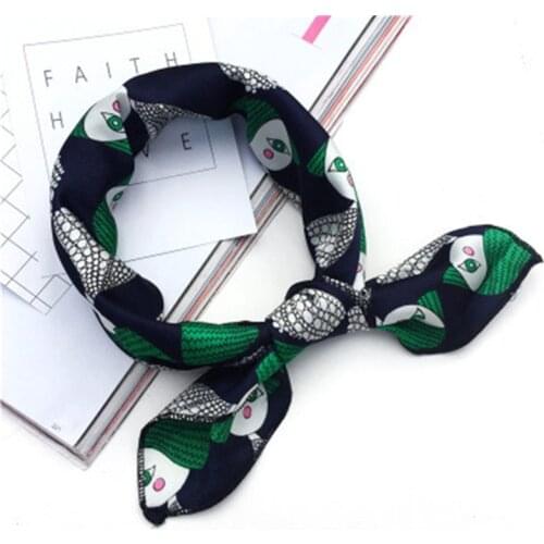 Summer Square Scarf Hair Tie Band Women Wrap Elegant Small Vintage Silk Satin Scarf Head Kerchief Neck