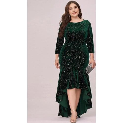 Elegant V Neck Fishtail Plus Size Evening Dress Wholesale