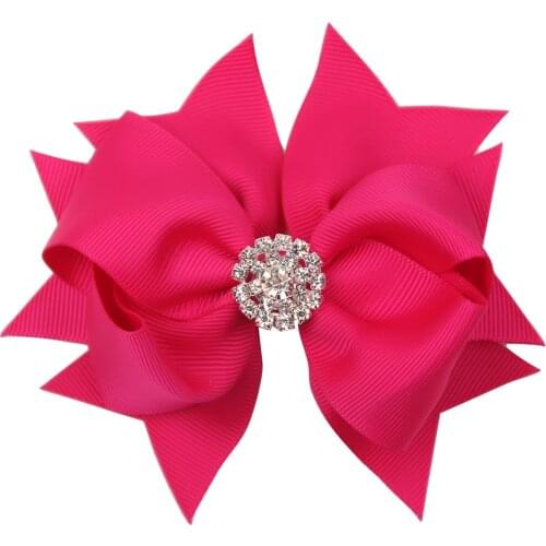1pc 4inch 25 Colors Boutique Diamond Hair Bows With Clips Swllowtail Grosgrain Ribbon Bow Hairclip For Girls Hair Accessories
