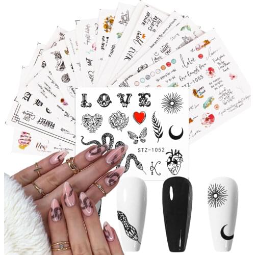 16pcs Sexy Lips Snake Nail Sticker Set Water Transfer Decals Abstract Girls Flower 3D Nail Art Decorations Slider Manicure Wraps