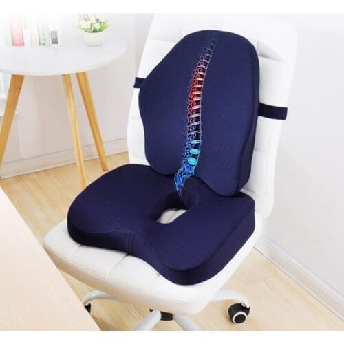 2 Pcs Massage Cushion Orthopedic Pillow Coccyx Office Chair Cushion Lumbar Back Cushion Car Seat Butt Hemorrhoid Sets