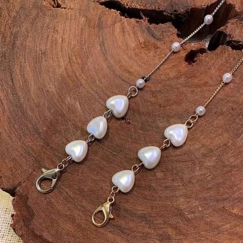 2-IN-1 Mask Hanging Rope Love Heart Mask Chain Pearl Chain Fashion Necklace Glasses Chain Glasses Case Chain Extension