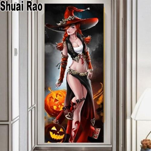 5d Diy diamond painting"Pretty Sexy Witch"full picture square drill diamond embroidery rhinestone Handcraft painting diamond gif
