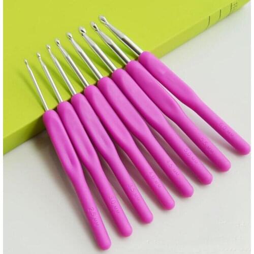 8 pcs/Set multicolor fine resin handle Aluminum Hook Crochet Hooks Knit Knitting Weave DIY Craft Needles Loom Tool 2.5-6.0mm 403