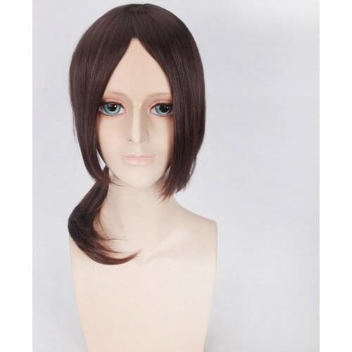 Anime Attack on Titan Ymir Wig Brown Hair Cosplay Wig Role Play Halloween Hair Synthetic 50cm Ponytail Heat Resistant Synthetic