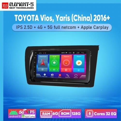 ELEMENT-5 7" 2G+32G Android 8,9,10 4G WIFI RDS DSP Car Radio For TOYOTA Vios, Yaris (China) 2016+, Navigation GPS HIFI