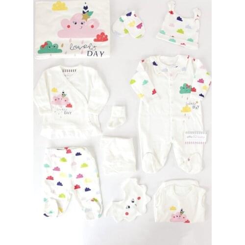 White Color Clouds Baby Girl 10 Piece Hospital Output