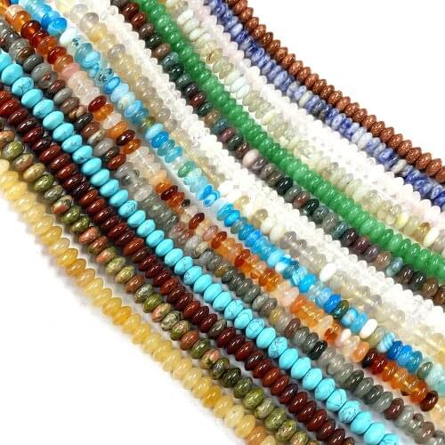Natural Stone Beads Short Abacus Shape Crystal Agates Turquoise Stone Beading Charms For Jewelry Making Bracelet Necklace Gift