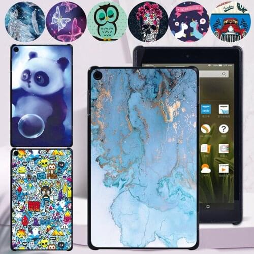 Tablet Case for Amazon Fire 7/Fire HD 8/Fire HD 8 Plus/Fire HD 10 Drop Resistance Print Slim Hard Shell Back Cover + Free Stylus