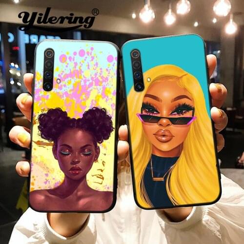 Black Girls Funda for OPPO Realme C3 C11 C2 X X50 X2 XT 5 Pro Q 3 Case soft Cover Funda Realme 5 6 Pro X50 XT X2 Shell Cover