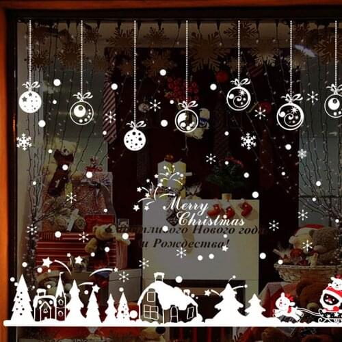 DIY Santa Claus Christmas town Stickers Shop Window Glass Decor Christmas Decorations For Home Festival Decals