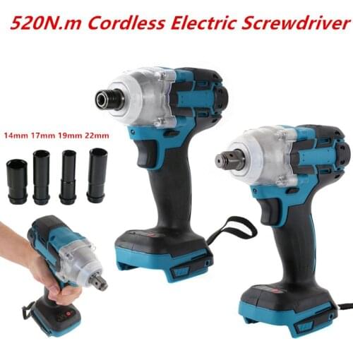 18V 520N.m Handheld Cordless Electric Impact Wrench Motor 1/2 Rechargeable Wrench Drill Driver LED Light For Makita Battery