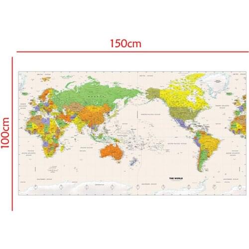 150x100cm Physical Map of the World without Flag Detailed Map of Major Cities in Each Country For Travel and Tour