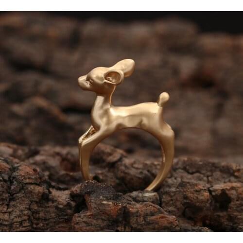 Chandle 2020 New Fashion Jewelry Rings Cute Animal Deer Antler Rings for Women Stag Animal Ring Valentine and Christmas Gifts