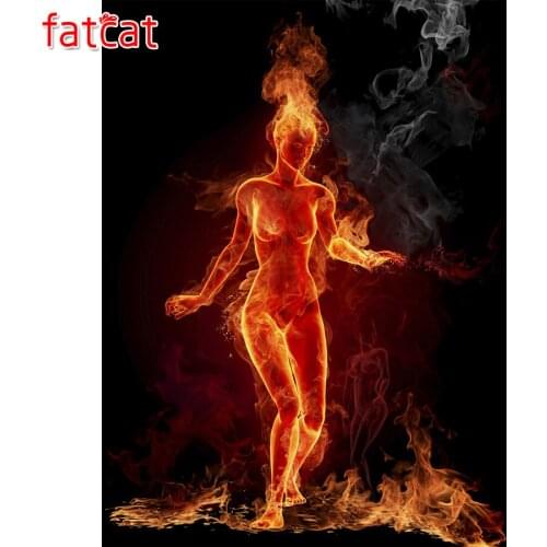 FATCAT Abstract flame man 5d diy diamond painting full square round drill diamond embroidery kits wall decoration AE2992