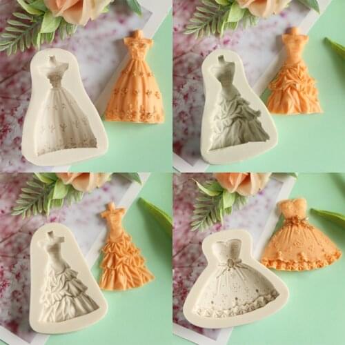 New Bridal Gown Wedding Dress Silicone Mold Fondant Cake Decorating Tool Mold Sugarcraft Chocolate Baking Tool For Cake Gumpaste
