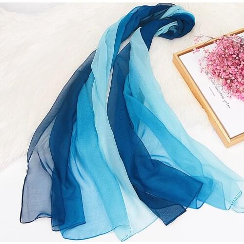 New Spring Autumn silky chiffon georgette scarf silk feeling lightweight rainbow colorful shawls for women wraps scarves