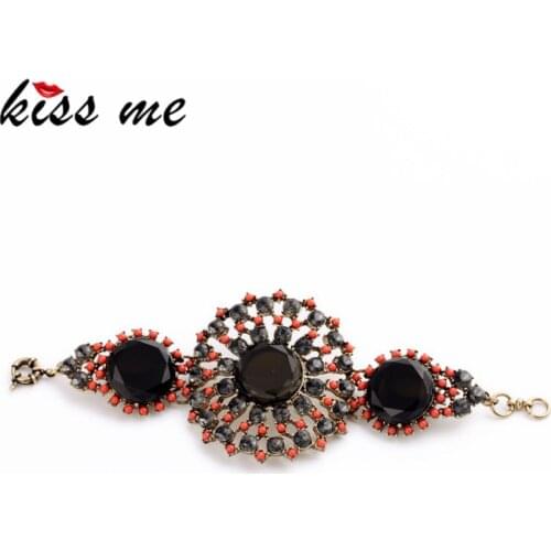 New Design Bohemia Bracelet KISS ME Pulseiras Femininas Hollow Out Round Resin Stone Bracelets for Women