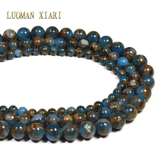 Wholesale Mix Color Blue Nepal Stone Round Loose Beads For Jewelry Making DIY Bracelet Necklace Material 6/8/10 mm Strand 15