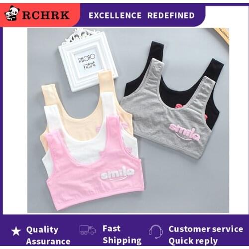 Teen bra girl vest Cotton Spandex Big Girls Sport 7-14 Years Adolescente Kids Underwear Letter Racerback Training 1 piece