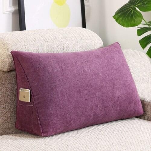Simple Candy Color Backrest Pillow with Phone Pocket Soft Support Waist Cushion Warm Butt Pad Tatami Mattress Bedroom Home Decor