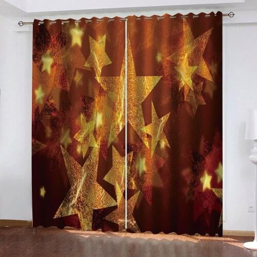 Customized size Luxury Blackout 3D Window Curtains For Living Room gold stars curtains Decoration curtains