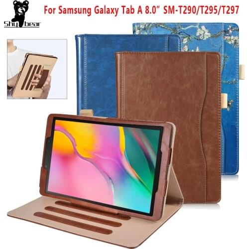 Luxury PU Leather Case for Samsung Galaxy Tab A 8.0 2019 SM-T295 T290 T297 Tablet Cover with hand holder Magnetic funda capa