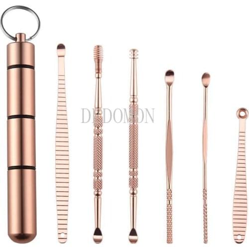 6Pcs/set Ear Cleaner Ear Wax Spiral Pickers Stainless Steel Earpick Wax Remover Curette Ear Cleaner Spoon Ear Clean Care Tool