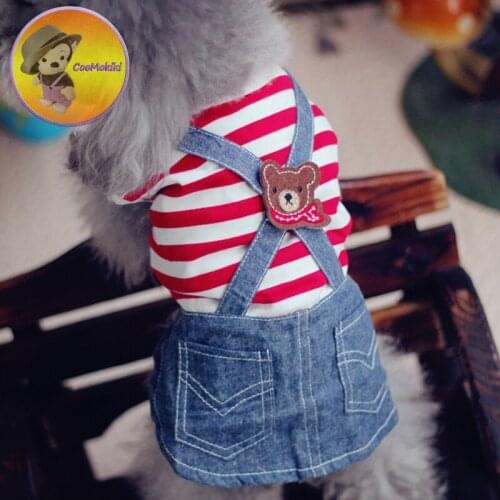 Spring Summer Dog Dress Dresses Pet Jean Skirt Skirts cat Clothing Supplies XS-XL Dog Pet Apparel cheap Two colors