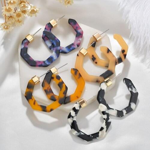 2019 Women Earrings Ladies Leopard Resin Earrings Acetate Version Semi-circular Earrings C-shaped Earrings Jewelry 2019 New