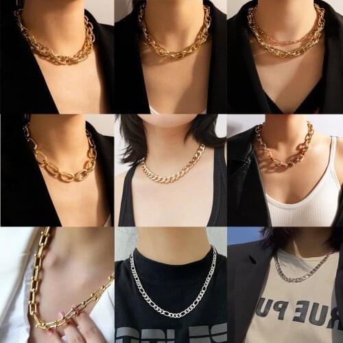 Tocona Punk Heavy Metal Thick Chain Choker Clavicle Necklace for Women Charms Alloy Adjustable Party Jewelry Accessories Collar