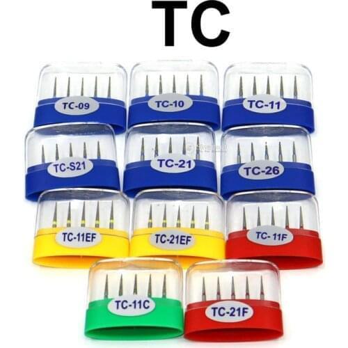 1 box Dental TC Diamond Burs High Speed Handpieces Grit Burs for Grinding the Teeth and Tooth Preparation Endo Files