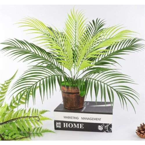 1pc 9 fork 50cm Plastic Artificial Palm Leaf Plants Green Desert Tropical Fake Plant Garden Wedding Home Jungle Party Decoration